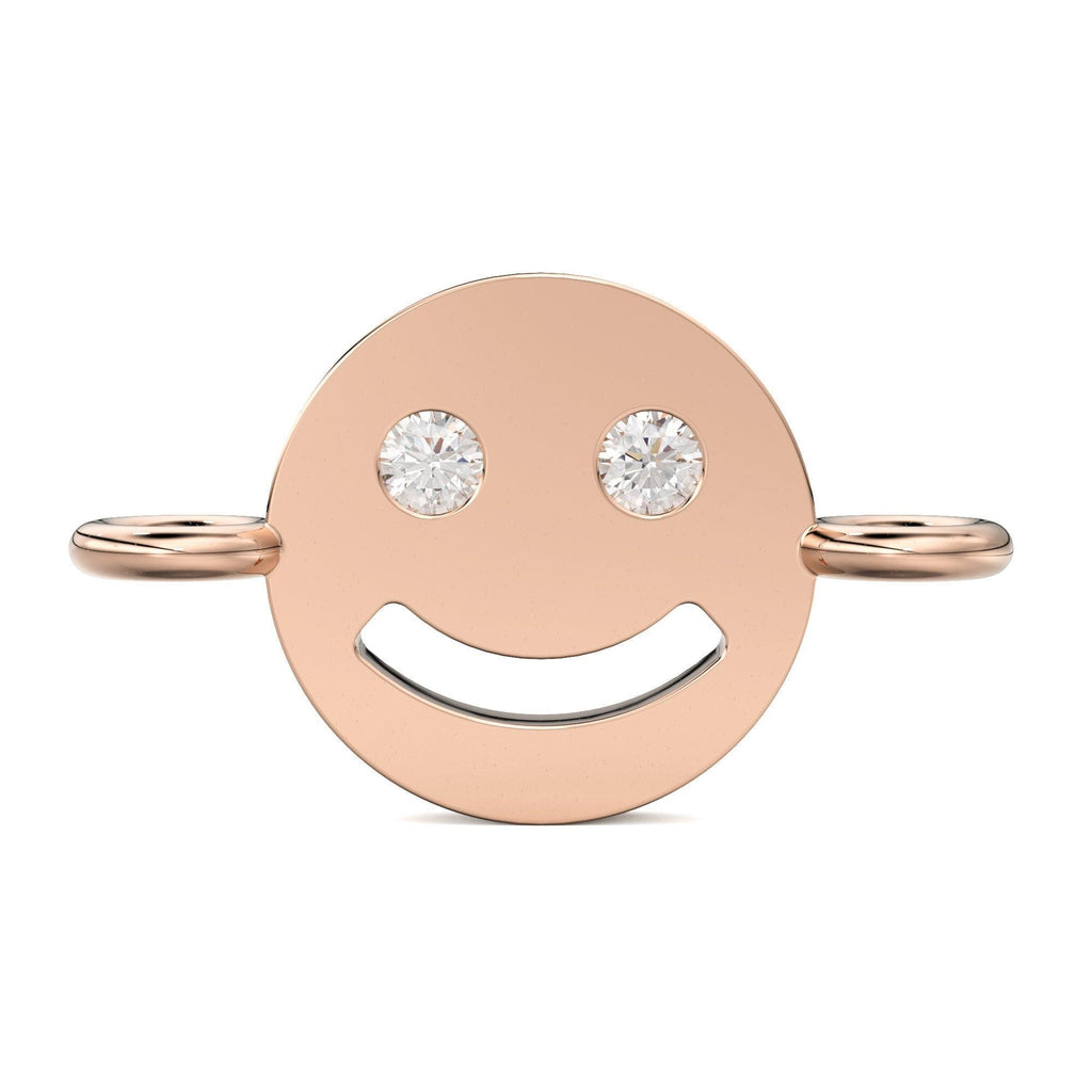 Smiling Face Solid Gold Connector / 14k 18k Solid Gold Connector / Diamond Connector / Smiling Face Connector / Sale - Jalvi & Co.