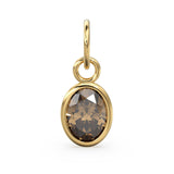 Smokey Quartz Oval Solid Gold Charm / Natural Brown Gemstone Handmade Gold Pendant / 1pc 14k Solid Yellow Gold Jewelry Making FindingsSALE