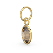 Load image into Gallery viewer, Smokey Quartz Oval Solid Gold Charm / Natural Brown Gemstone Handmade Gold Pendant / 1pc 14k Solid Yellow Gold Jewelry Making FindingsSALE - Jalvi &amp; Co.