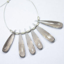 Load image into Gallery viewer, Smoky Quartz Faceted Tear Drop Beads 30x7mm 5pc - Jalvi &amp; Co.