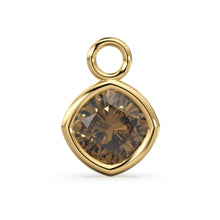 Load image into Gallery viewer, Smoky Quartz Solid Gold Charm / Smokey Brown Gemstone Handmade Pendant / 1pc 14k Solid Yellow Gold Jewelry Making / April June Birthstone - Jalvi &amp; Co.