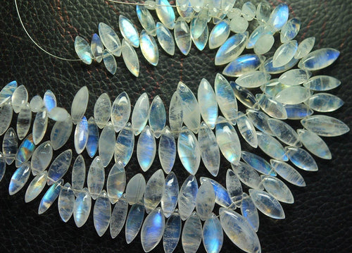 Smooth Marquise Briolettes 12-18mm Size Blue Flashy Rainbow Moonstone - Jalvi & Co.