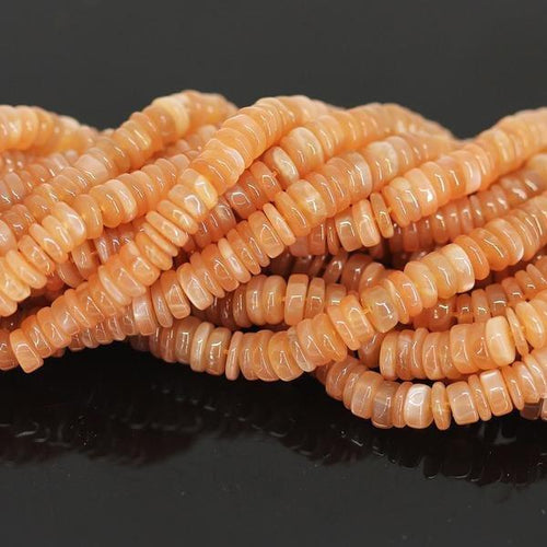 Smooth Round Peach Moonstone Heishi Loose Gemstone Craft 16