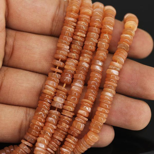 Smooth Round Peach Moonstone Heishi Loose Gemstone Craft 16