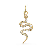 Load image into Gallery viewer, Snake Diamond Charm 14k 18k Solid Gold Charm Pendant Jewelry Finding / Diamond Charm / Diamond Pendant / Snake Diamond Gold Pendant - Jalvi &amp; Co.