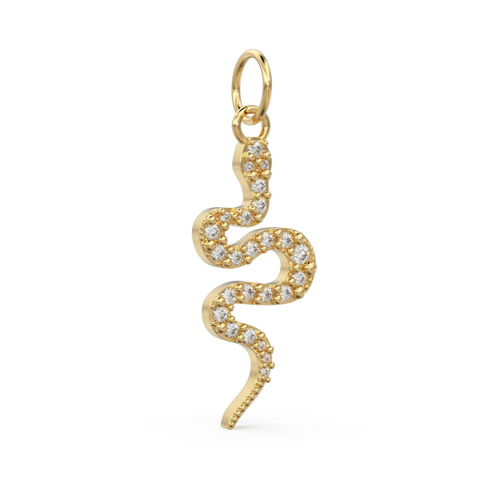 Snake Diamond Charm 14k 18k Solid Gold Charm Pendant Jewelry Finding / Diamond Charm / Diamond Pendant / Snake Diamond Gold Pendant - Jalvi & Co.