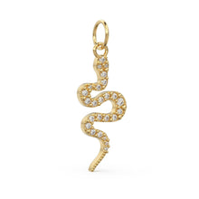 Load image into Gallery viewer, Snake Diamond Charm 14k 18k Solid Gold Charm Pendant Jewelry Finding / Diamond Charm / Diamond Pendant / Snake Diamond Gold Pendant - Jalvi &amp; Co.