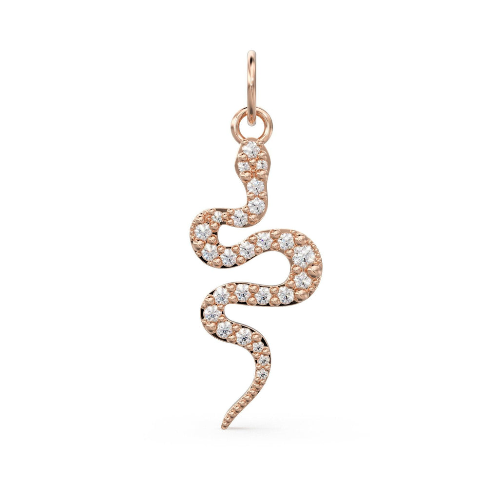 Snake Diamond Charm 14k 18k Solid Gold Charm Pendant Jewelry Finding / Diamond Charm / Diamond Pendant / Snake Diamond Gold Pendant - Jalvi & Co.