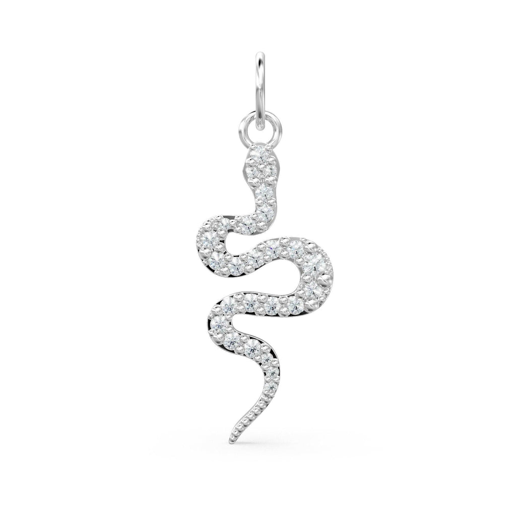 Snake Diamond Charm 14k 18k Solid Gold Charm Pendant Jewelry Finding / Diamond Charm / Diamond Pendant / Snake Diamond Gold Pendant - Jalvi & Co.