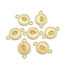 Load image into Gallery viewer, Solid Gold and Diamonds Evil Eye Spacer Connector Finding / Jewelry Finding / Gold Connectors / Diamond Connector - Jalvi &amp; Co.