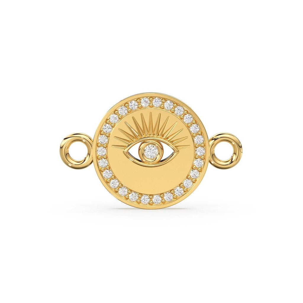 Solid Gold and Diamonds Evil Eye Spacer Connector Finding / Jewelry Finding / Gold Connectors / Diamond Connector - Jalvi & Co.