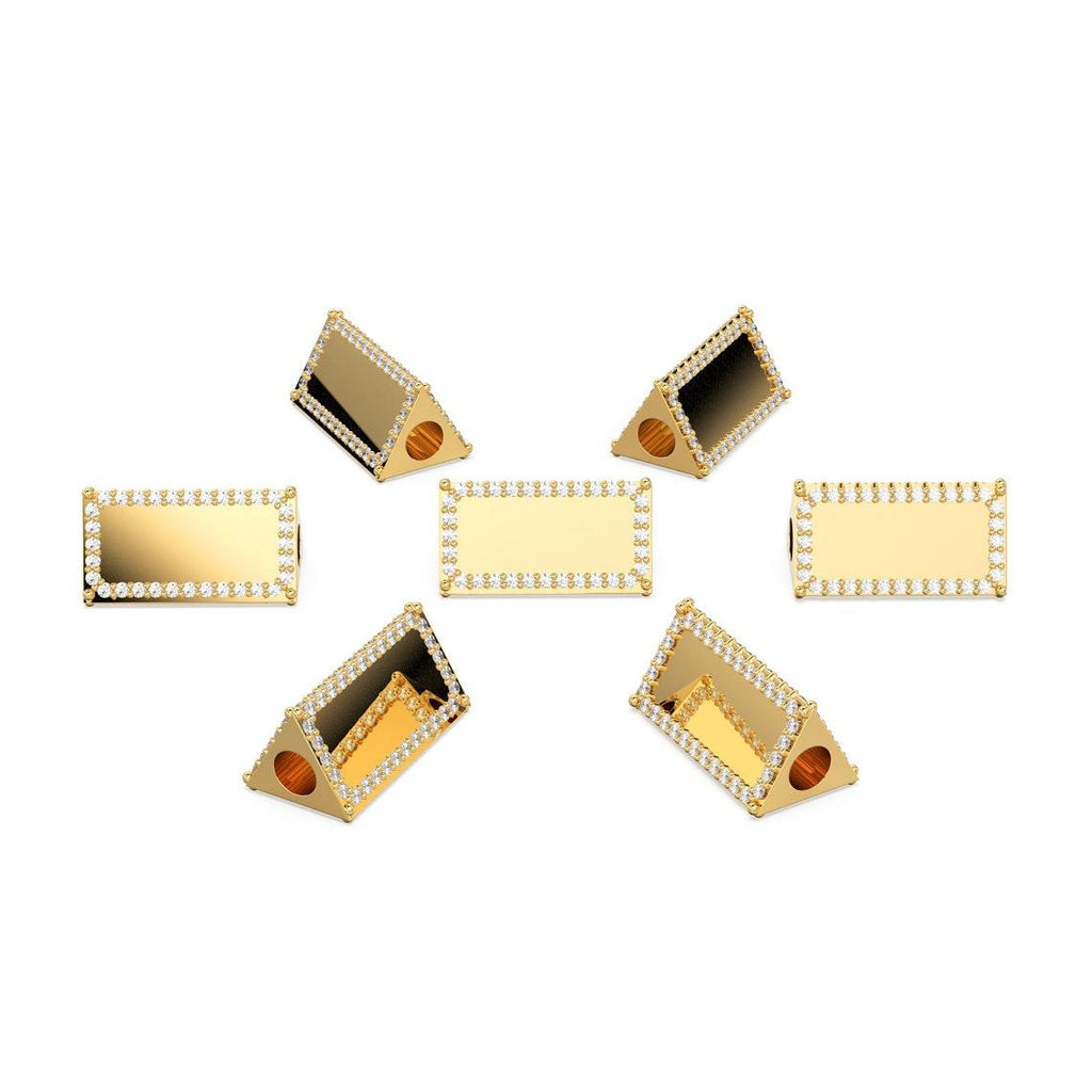 Solid Gold and Diamonds Triangle Hefty and Solid Beads Spacer Finding / Jewelry Finding / Gold Finding - Jalvi & Co.