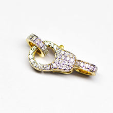 Load image into Gallery viewer, Solid Gold Clasp 18k Handmade Diamond Lobster Claw Clasp with Ring 17mm x 7mm - Jalvi &amp; Co.