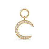 Diamond Half Moon Charm Pendant / 14k 18k Solid Gold Moon Pendant / Half Moon Pendant / Sale