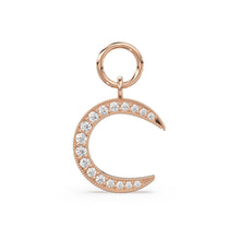 Load image into Gallery viewer, Solid Gold Diamond Half Moon Charm Pendant / 14k 18k Solid Gold Moon Pendant / Half Moon Pendant / Sale - Jalvi &amp; Co.