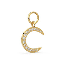 Load image into Gallery viewer, Solid Gold Diamond Half Moon Charm Pendant / 14k 18k Solid Gold Moon Pendant / Half Moon Pendant / Sale - Jalvi &amp; Co.