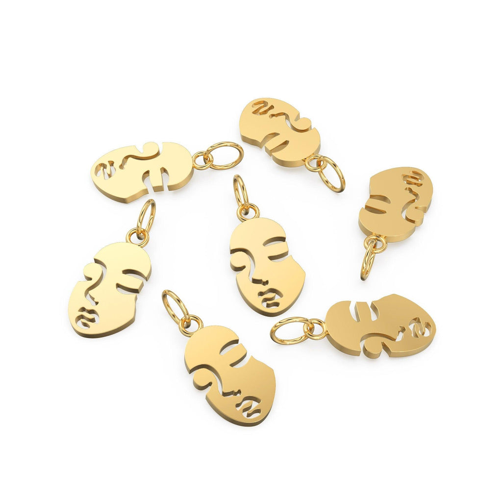 Solid Gold Face Cutout Charm Pendant / Pendant / Human Face Charm / Portrait Pendant - Jalvi & Co.