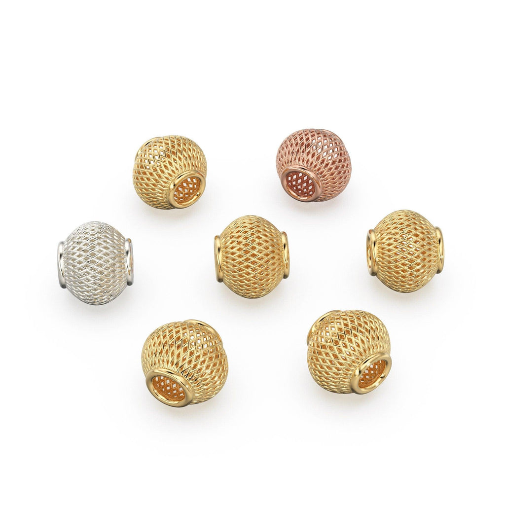 Solid Gold Filigree Cage Round Beads / Handmade Lightweight 18k Gold Beads / 14k Gold Spacer / Jewelry Making Essential Findings - Jalvi & Co.