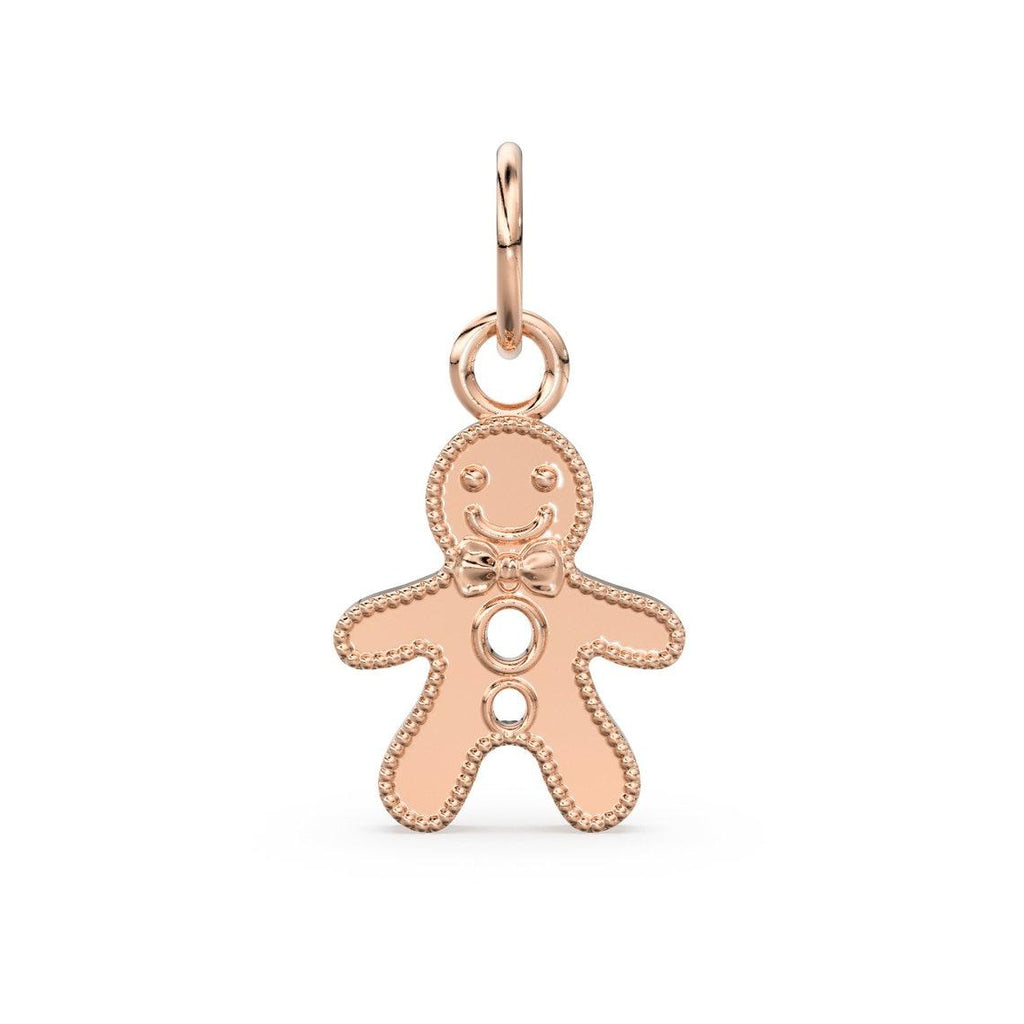 Solid Gold Gingerbread Cookie Man Charm Pendant / Christmas Pendant / Gingerbread Charm / Cookie Pendant - Jalvi & Co.