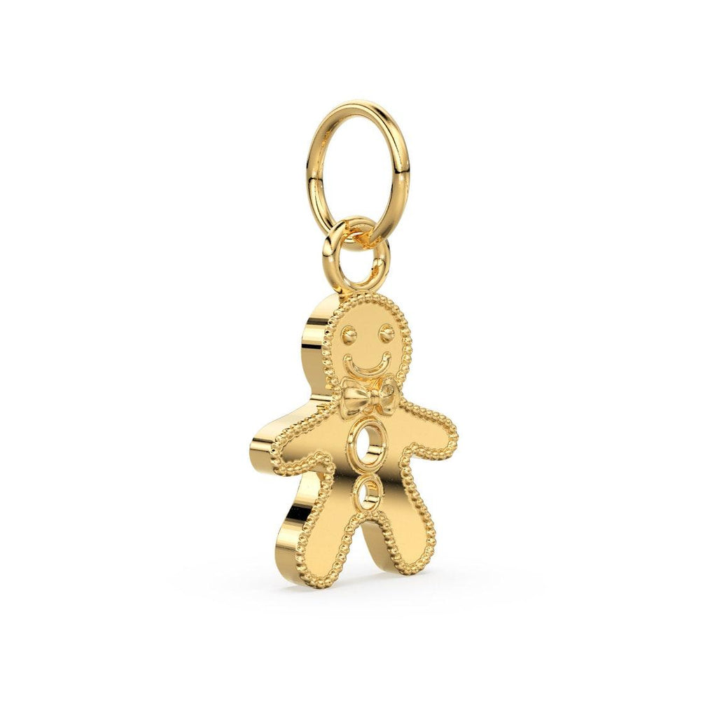 Solid Gold Gingerbread Cookie Man Charm Pendant / Christmas Pendant / Gingerbread Charm / Cookie Pendant - Jalvi & Co.