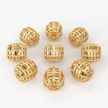 Load image into Gallery viewer, Solid Gold Handmade Designer Oval Cage Mesh Spacer Gold Bead Finding 8m - Jalvi &amp; Co.