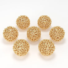 Load image into Gallery viewer, Solid Gold Handmade Designer Round Floral Mesh Spacer Bead Finding 6mm 8mm 10mm - Jalvi &amp; Co.
