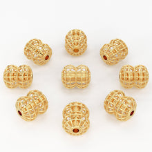 Load image into Gallery viewer, Solid Gold Handmade Drum Cage Spacer Gold Bead Finding 7mm - Jalvi &amp; Co.