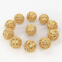 Load image into Gallery viewer, Solid Gold Handmade Floral Milgrain Spacer Gold Bead Finding 8mm - Jalvi &amp; Co.
