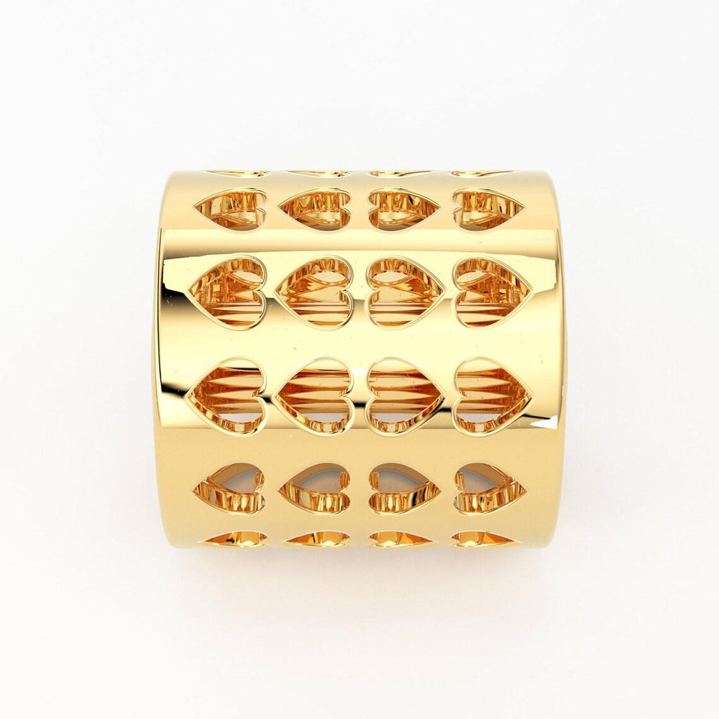 Solid Gold Handmade Heart Cutout Round Tube Barrel Spacer Gold Bead Finding 6.45mm - Jalvi & Co.