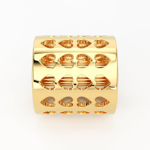 Solid Gold Handmade Heart Cutout Round Tube Barrel Spacer Gold Bead Finding 6.45mm - Jalvi & Co.