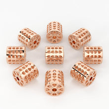 Load image into Gallery viewer, Solid Gold Handmade Heart Cutout Round Tube Barrel Spacer Gold Bead Finding 6.45mm - Jalvi &amp; Co.