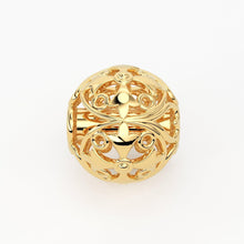 Load image into Gallery viewer, Solid Gold Handmade Heart Round Fleur-De-Lis Spacer Gold Bead Finding 6mm - Jalvi &amp; Co.