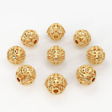 Load image into Gallery viewer, Solid Gold Handmade Heart Round Fleur-De-Lis Spacer Gold Bead Finding 6mm - Jalvi &amp; Co.