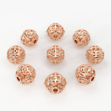 Load image into Gallery viewer, Solid Gold Handmade Heart Round Fleur-De-Lis Spacer Gold Bead Finding 6mm - Jalvi &amp; Co.