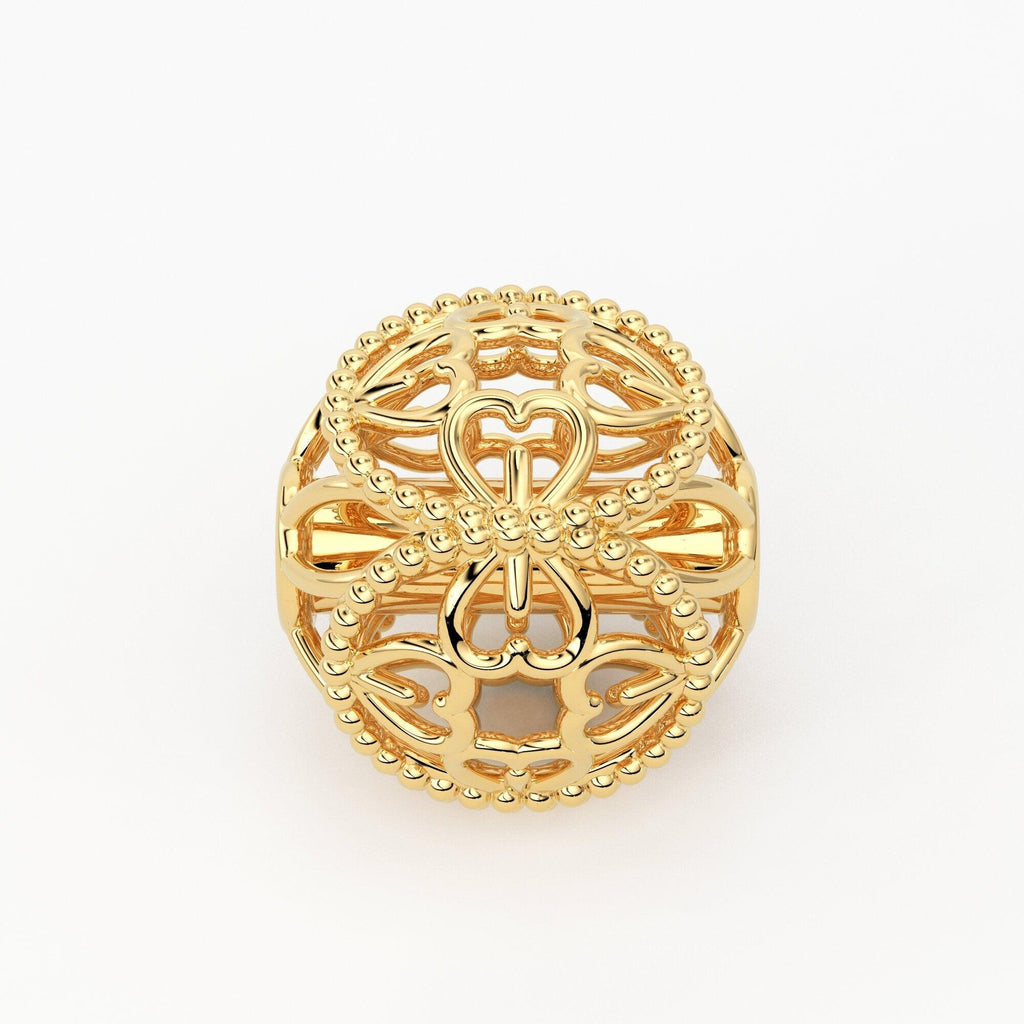 Solid Gold Handmade Heart Round Milgrain Spacer Gold Bead Finding 6mm - Jalvi & Co.