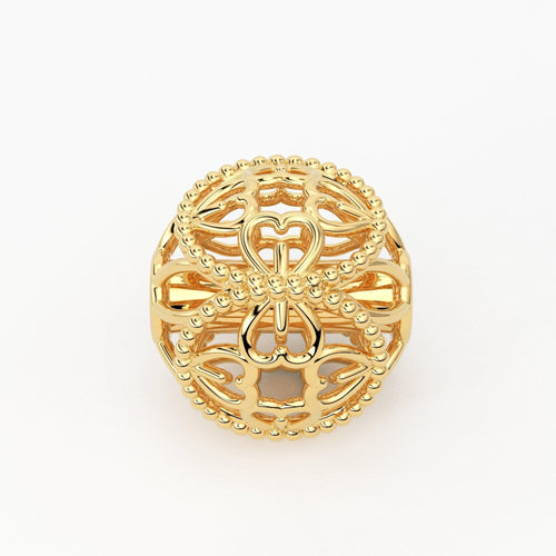 Solid Gold Handmade Heart Round Milgrain Spacer Gold Bead Finding 6mm - Jalvi & Co.