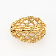 Load image into Gallery viewer, Solid Gold Handmade Pear Milgrain Cage Spacer Gold Bead Finding 8mm - Jalvi &amp; Co.