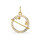 Solid Gold Pave Diamond Saturn Charm Pendant / 14k 18k Solid Gold Pendant / Petite Diamond Charm / Sale