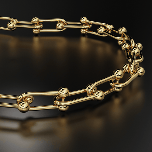 Solid Gold U Link Bracelet / 14K Gold Bracelet / 14K Gold Chain Bracelet / Christmas Gift - Jalvi & Co.