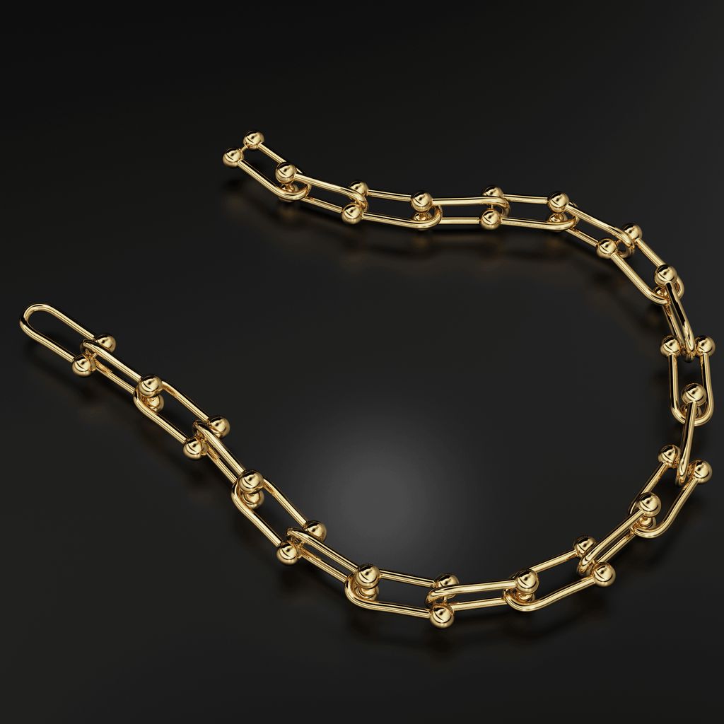 Solid Gold U Link Bracelet / 14K Gold Bracelet / 14K Gold Chain Bracelet / Christmas Gift - Jalvi & Co.