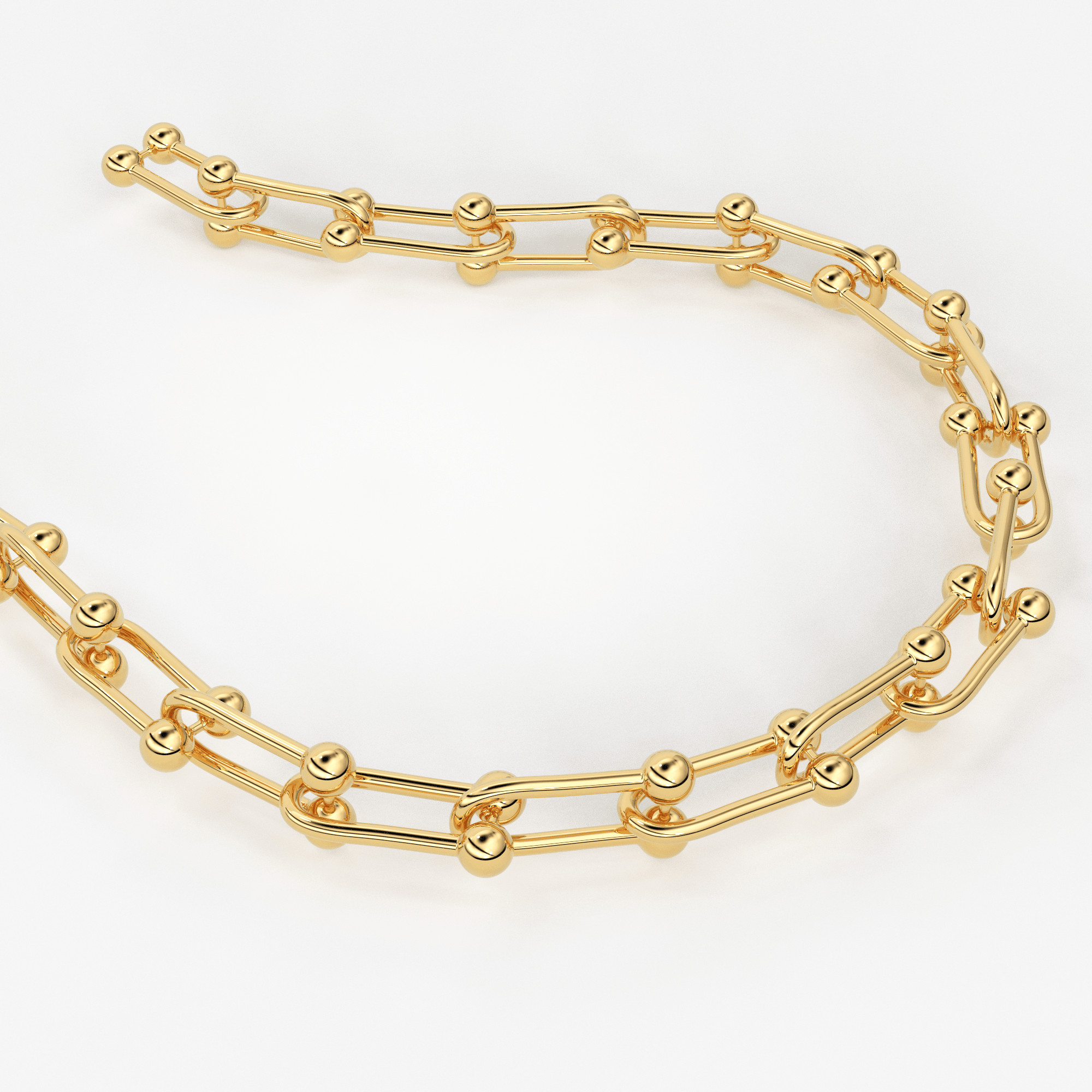 【U LAN】23FW★ [LAN ARCHIVE] Bold Jar Chain Bracelet White Enamel Heart + Paperclip Chain Bracelet in Gold