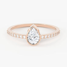 Load image into Gallery viewer, Solitaire Pear Diamond Band in 14k Gold / Solitaire Diamond Ring / Gold Band White Diamond Ring / Solitaire Diamond Wedding Band - Jalvi &amp; Co.