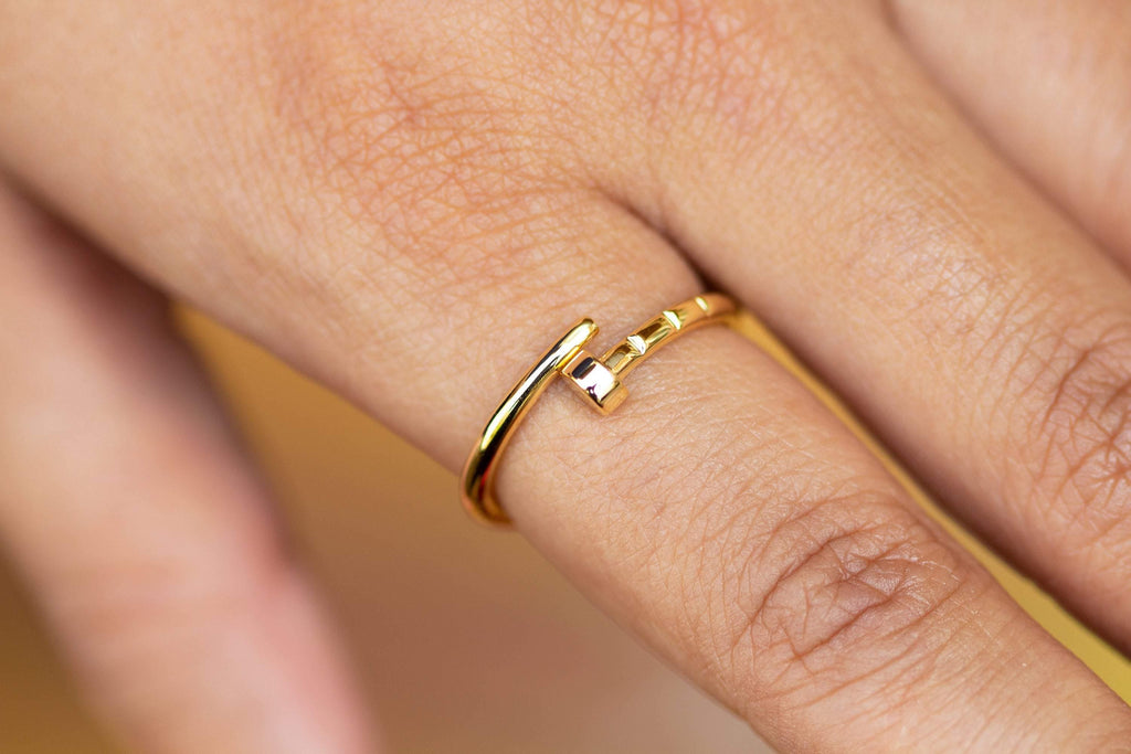 Spiral Nail Ring / 14k Gold Spiral Nail Screw Minimalist Ring / Open Nail Ring / Promise Best Friends Ring / Construction Rose Gold Ring - Jalvi & Co.