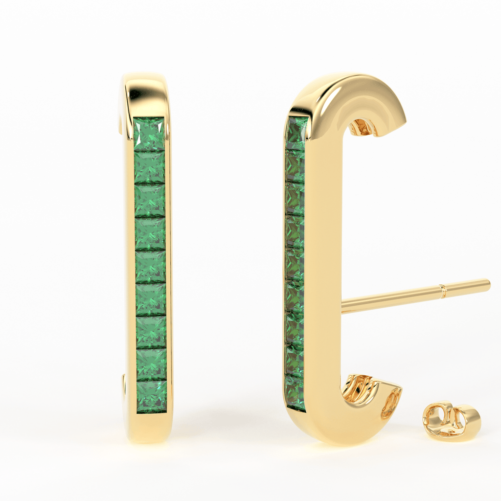 Square Emerald Earrings / 14k Gold Emerald Earrings/ Astrology Jewelry/ May Birthstone/ Green Stone Jewelry/ Dainty Studs/ Emerald Studs - Jalvi & Co.