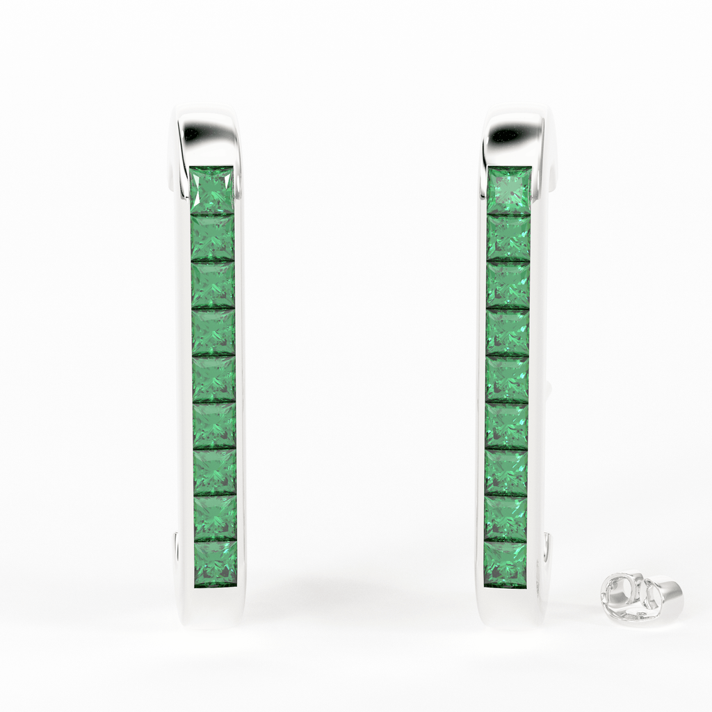 Square Emerald Earrings / 14k Gold Emerald Earrings/ Astrology Jewelry/ May Birthstone/ Green Stone Jewelry/ Dainty Studs/ Emerald Studs - Jalvi & Co.