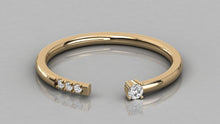Load image into Gallery viewer, Stackable Ring / 14k Solid Gold Pave Diamond Open Cuff Diamond Ring / Minimal Dainty Stacking Diamond Ring - Jalvi &amp; Co.