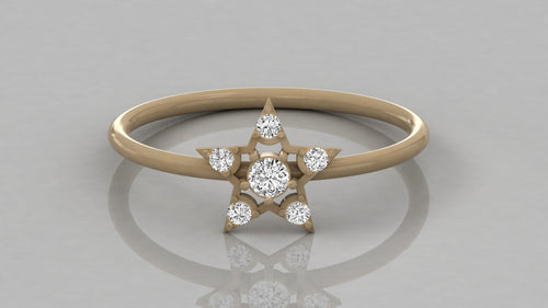 Star Diamond Ring / Round Diamond Ring / 14k Solid Gold Diamond Ring / Diamond Stackable Ring / Diamond Star Ring - Jalvi & Co.