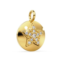 Load image into Gallery viewer, Star Disc Diamond Solid Gold Charm / Diamond Celestial Gold Charm / Prong Setting Star Charm / Diamond Jewelry / Diamond Gold NecklaceSALE - Jalvi &amp; Co.