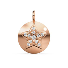 Load image into Gallery viewer, Star Disc Diamond Solid Gold Charm / Diamond Celestial Gold Charm / Prong Setting Star Charm / Diamond Jewelry / Diamond Gold NecklaceSALE - Jalvi &amp; Co.