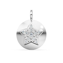 Load image into Gallery viewer, Star Disc Diamond Solid Gold Charm / Diamond Celestial Gold Charm / Prong Setting Star Charm / Diamond Jewelry / Diamond Gold NecklaceSALE - Jalvi &amp; Co.